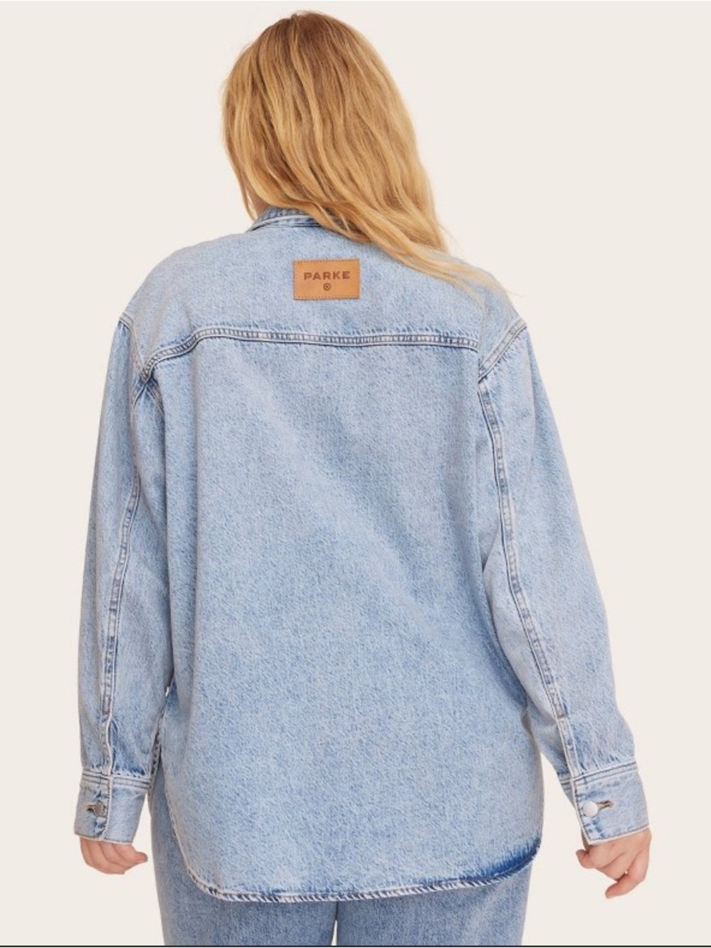 Parke x Target Women’s Light Wash Long Sleeve Denim Shacket - Picture 2 of 6
